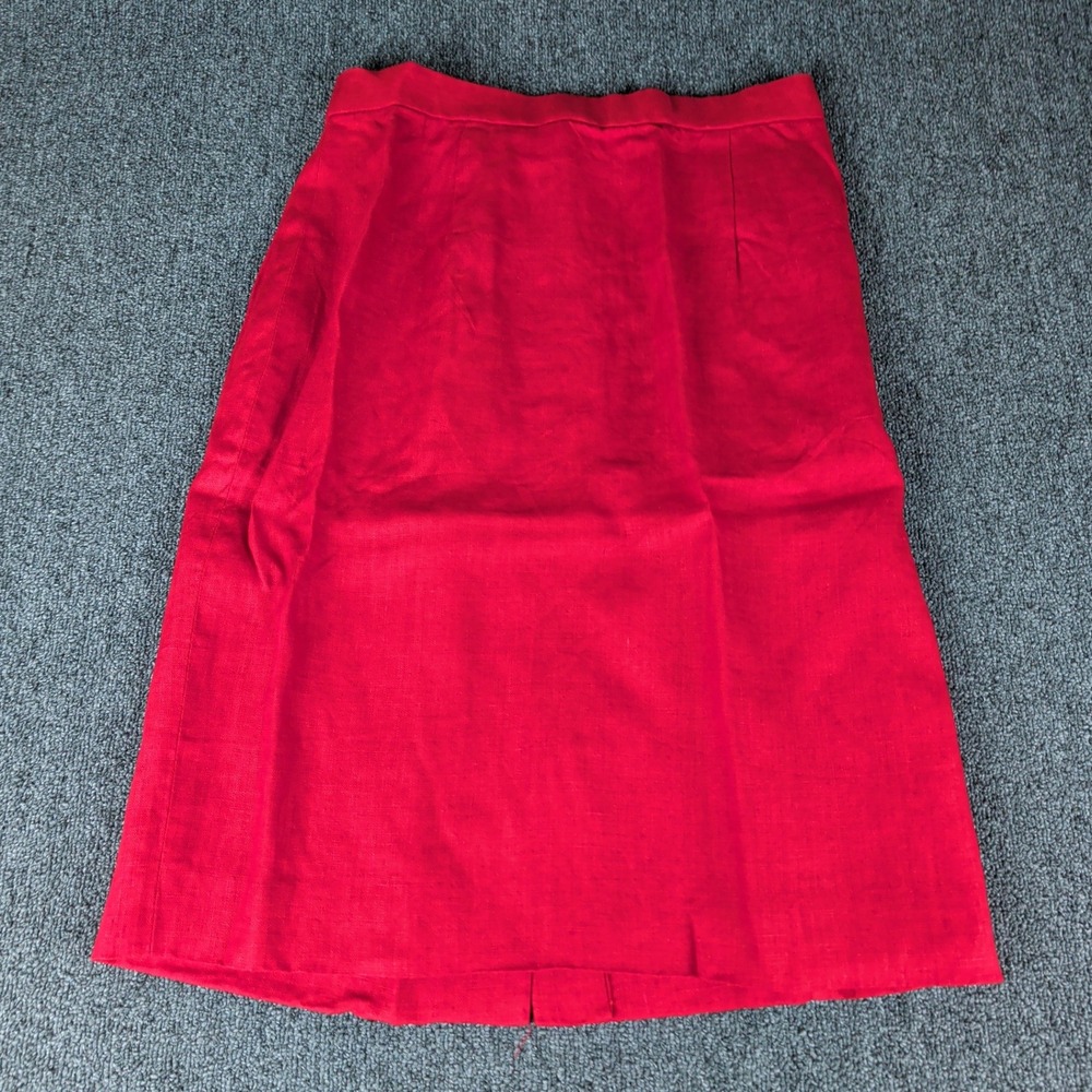 Steven Stolman Skirt size 12 Red 100% Linen Midi Pencil High Waisted Made in USA